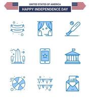 usa independance day blue ensemble de 9 pictogrammes usa de mobile usa baseball sight repère modifiable usa day vector design elements