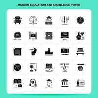 ensemble d'icônes de puissance d'éducation et de connaissances modernes solides 25 ensemble d'icônes noires de conception de style de glyphe vectoriel ensemble d'idées d'affaires web et mobiles illustration vectorielle de conception