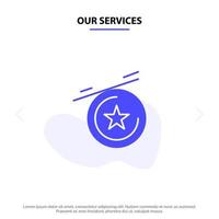 nos services modèle de carte web icône glyphe solide médaille étoile vecteur