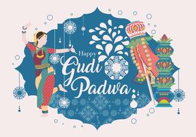 Vecteur de Gudi Padwa heureux