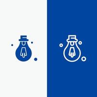 ampoule lumière ligne de motivation et glyphe icône solide bannière bleue ligne et glyphe icône solide bannière bleue vecteur