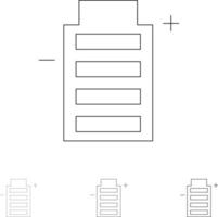 écologie de la batterie environnement énergétique jeu d'icônes de ligne noire audacieuse et mince vecteur