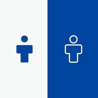 avatar hommes profil ligne et glyphe icône solide bannière bleue ligne et glyphe icône solide bannière bleue vecteur