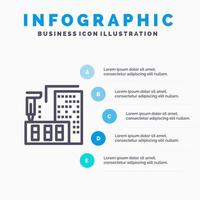 Icône de ligne de maison de fabrication de construction d'architecture 3d avec fond d'infographie de présentation en 5 étapes vecteur