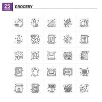 25 épicerie icon set vector background