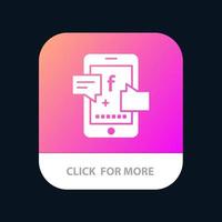 promotion sociale promotion sociale bouton d'application mobile numérique version de glyphe android et ios vecteur