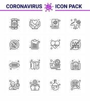 ensemble simple d'icônes de pack d'icônes bleu 25 de protection covid19 incluses rapport de bactéries de sécurité airoplan interdit coronavirus viral 2019nov éléments de conception de vecteur de maladie