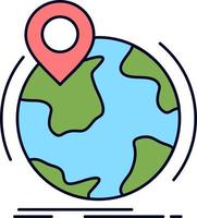 emplacement globe dans le monde entier pin marqueur plat couleur icône vecteur
