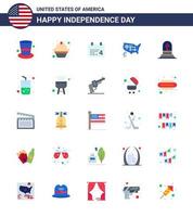 usa joyeux jour de l'indépendancepictogramme ensemble de 25 appartements simples de pierre tombale jour de la mort usa états modifiables usa day vector design elements