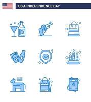 9 usa bleu signes célébration de la fête de l'indépendance symboles de la police américaine boutique de frise américaine éléments de conception vectoriels modifiables usa day vecteur