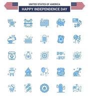 25 panneaux bleus pour la fête de l'indépendance des états-unis conférencier américain pays drapeau carte modifiable usa day vector design elements