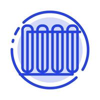chauffe-batterie radiateur chaud chauffage icône ligne pointillée bleue vecteur