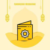 modèle de voeux ramadan kareem croissant islamique et illustration vectorielle de lanterne arabe vecteur