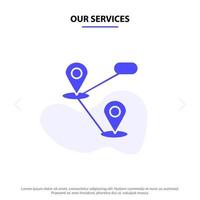 nos services carte de localisation gps icône de glyphe solide modèle de carte web vecteur