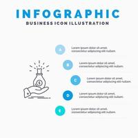 dollar sac main entreprise capital dette investissement épargne ligne icône avec 5 étapes présentation infographie fond vecteur