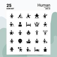 25 jeu d'icônes humaines 100 eps modifiables 10 fichiers idées de concept de logo d'entreprise conception d'icône de glyphe solide vecteur