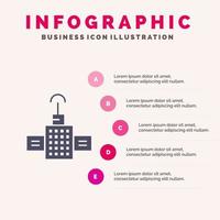 gps navigation satellite solide icône infographie 5 étapes présentation fond vecteur