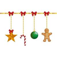 biscuit au gingembre suspendu avec décoration de Noël vecteur