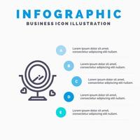 miroir amour mariage entendu icône de ligne avec 5 étapes présentation infographie fond vecteur