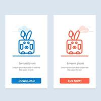 lapin pâques lapin vacances bleu et rouge télécharger et acheter maintenant modèle de carte de widget web vecteur