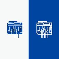 crypto monnaie devise internet numérique multi ligne et glyphe icône solide bannière bleue ligne et glyphe icône solide bannière bleue vecteur