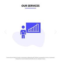 nos services graphique entreprise graphique efforts succès solide glyphe icône modèle de carte web vecteur