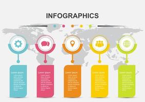 modèle de conception infographique 5 bannières avec ombre vecteur