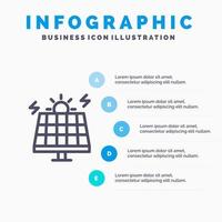 icône de ligne solaire verte environnement énergétique avec 5 étapes présentation infographie fond vecteur