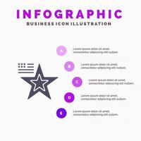 étoile drapeau américain usa solide icône infographie 5 étapes présentation fond vecteur