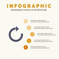 flèche restaurer rafraîchir icône solide infographie 5 étapes fond de présentation vecteur