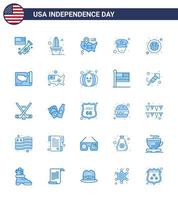 ensemble moderne de 25 bleus et symboles le jour de l'indépendance des états-unis tels que l'emplacement de sécurité du drapeau officier américain modifiable éléments de conception vectorielle de la journée des états-unis vecteur