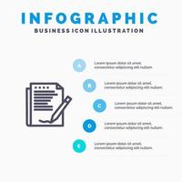 icône de ligne de papier de mise en page de formulaire de rapport d'accord avec fond d'infographie de présentation en 5 étapes vecteur