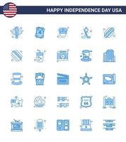 joyeux jour de l'indépendance 4 juillet ensemble de 25 blues pictogramme américain des états homme américain sport hokey modifiable usa day vector design elements