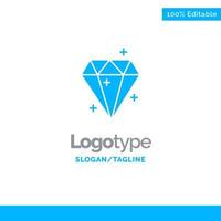 diamant cristal succès prix bleu solide logo modèle place pour slogan vecteur