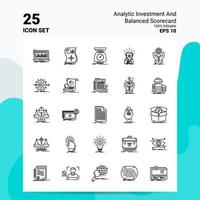 25 investissements analytiques et jeu d'icônes de tableau de bord équilibré 100 eps modifiables 10 fichiers logo d'entreprise concept idées ligne icône conception vecteur