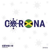 jamaïque coronavirus typographie covid19 pays bannière restez à la maison restez en bonne santé prenez soin de votre propre santé vecteur