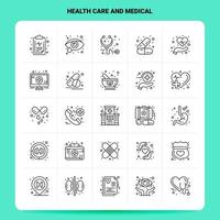 contour 25 soins de santé et icône médicale ensemble conception de style de ligne vectorielle icônes noires définies pack de pictogrammes linéaires idées d'affaires web et mobiles conception illustration vectorielle vecteur