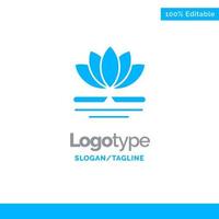 fleur spa massage chinois bleu solide logo modèle place pour slogan vecteur