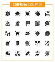 25 ensemble d'icônes d'urgence de coronavirus conception bleue telle que des bactéries de micro-organismes de maladie sûres coronavirus viral sec 2019nov éléments de conception de vecteur de maladie