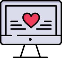 ordinateur amour coeur mariage plat couleur icône vecteur icône modèle de bannière