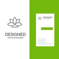 fleur inde lotus plante gris logo design et modèle de carte de visite vecteur