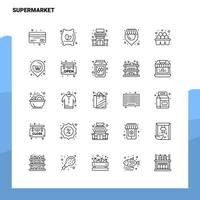 ensemble d'icônes de ligne de supermarché ensemble de 25 icônes conception de style minimalisme vectoriel icônes noires définies pack de pictogrammes linéaires