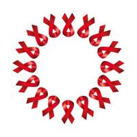 Ensemble d'icône isolé de rubans de sensibilisation de jour de sida vecteur