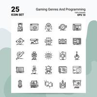 25 genres de jeu et jeu d'icônes de programmation 100 fichiers eps modifiables 10 idées de concept de logo d'entreprise conception d'icône de ligne vecteur