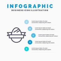 oeuf de pâques oeuf vacances vacances ligne icône avec 5 étapes présentation infographie fond vecteur