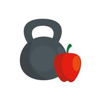 équipement d'haltère avec icône isolé de pomme fruit vecteur