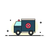 ambulance camion aide médicale van plat couleur icône vecteur