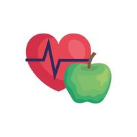 pouls de fréquence cardiaque avec icône isolé apple vecteur