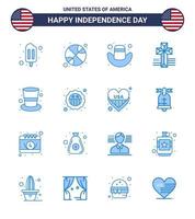 gros pack de 16 usa joyeux jour de l'indépendance usa vector blues et symboles modifiables d'american hat cap cap église modifiable usa day vector design elements