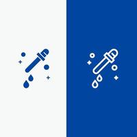 pipette compte gouttes science ligne et glyphe icône solide bannière bleue ligne et glyphe icône solide bannière bleue vecteur